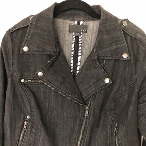 Fitted Black Denim Moto Jacket